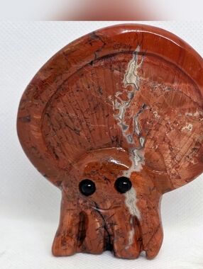 Red Jasper Mushroom Spirit Carving 3.28 Inch Cute Forest Guardian Crystal